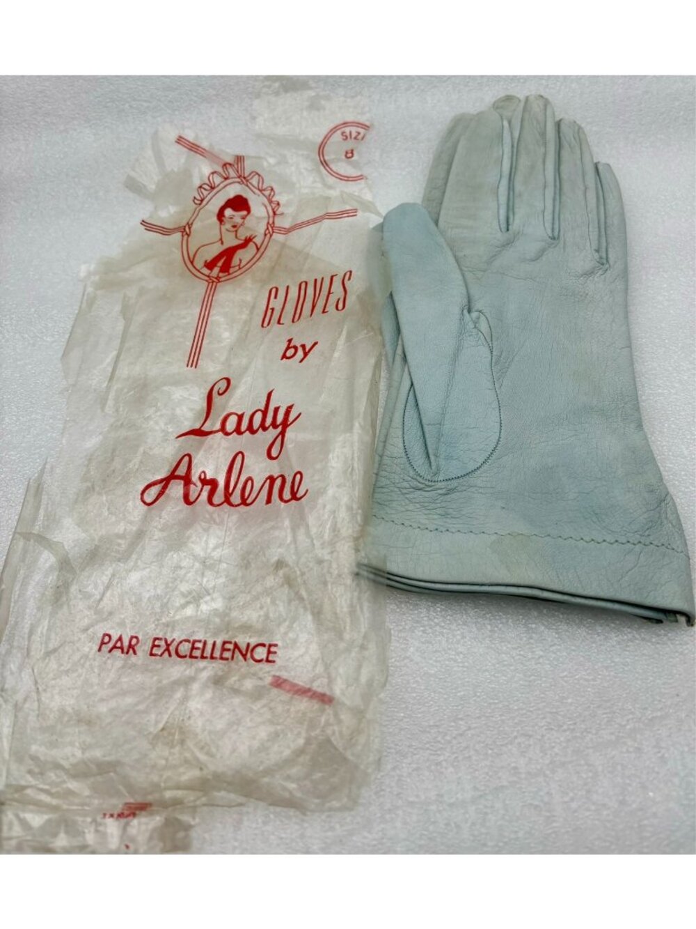 1960s Leather Gloves By Lady Arlene Original Package Size 8-NOS RARE FIND